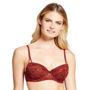 Gilligan & O'Malley Padded Push-Up Balconette Bra, Salsa (Red), 32C